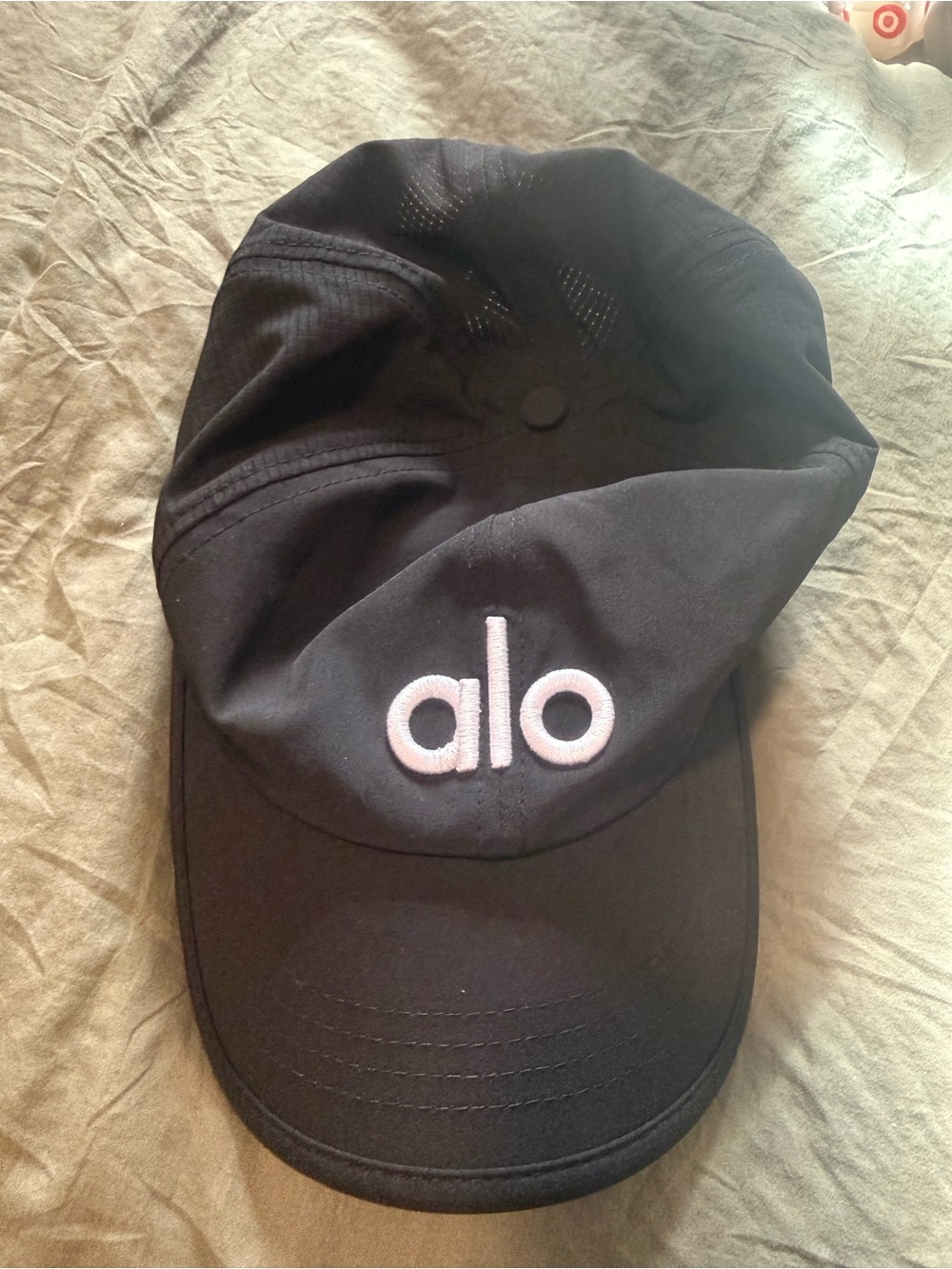 ALO Yoga Black Cap with White Embroidered Logo